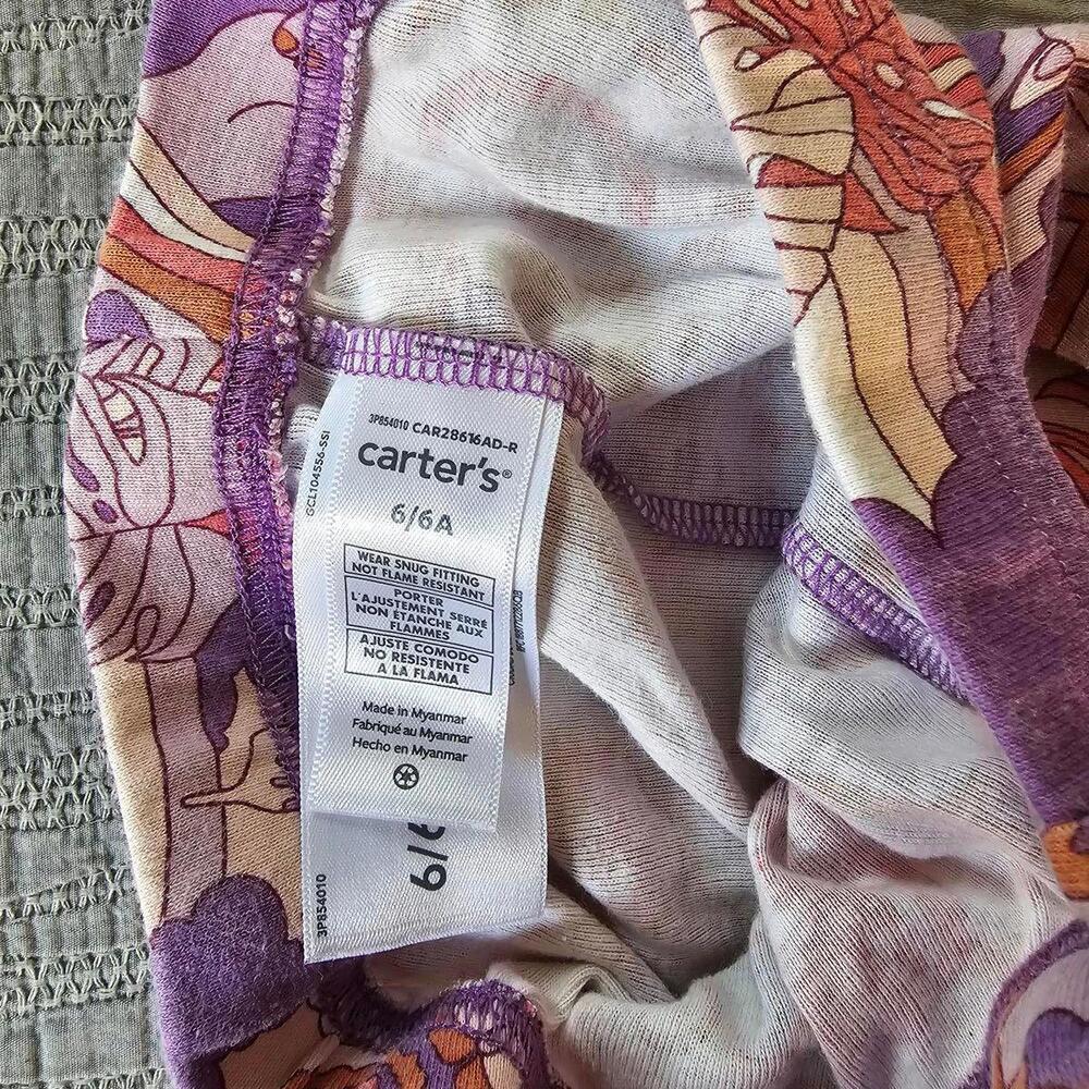 Carter's Girls' Purple and Orange Floral Leggings Size 6/6A - Picture 2 of 2